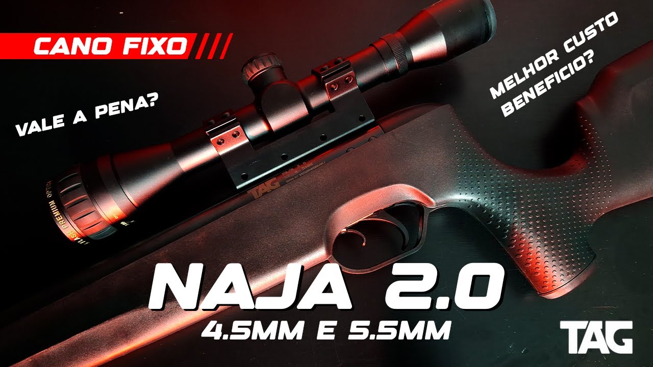 Carabina de Pressão Naja 2.0 Tag Cano Fixo Vale a pena? Review 4.5mm e 5.5mm