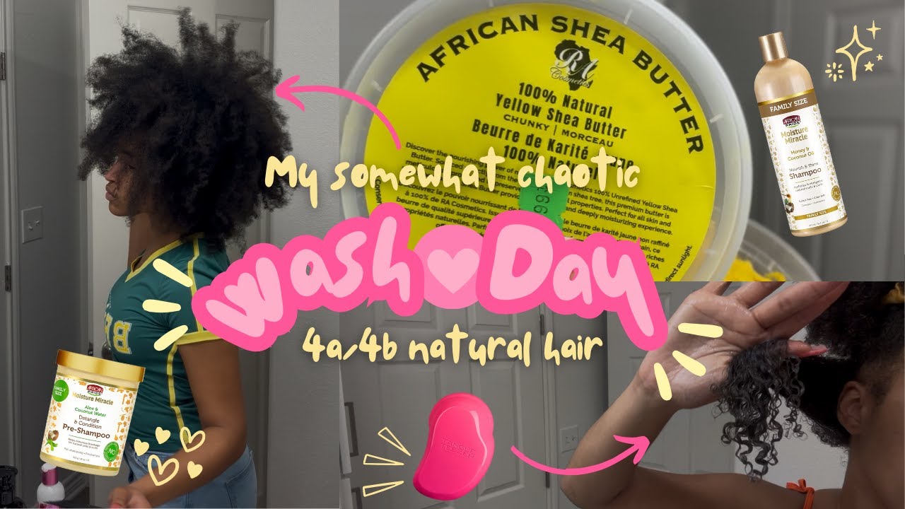My 4a/4b Natural Hair Wash Day Routine | (Deep conditioning, hot oil treatment, chaotic vibes)