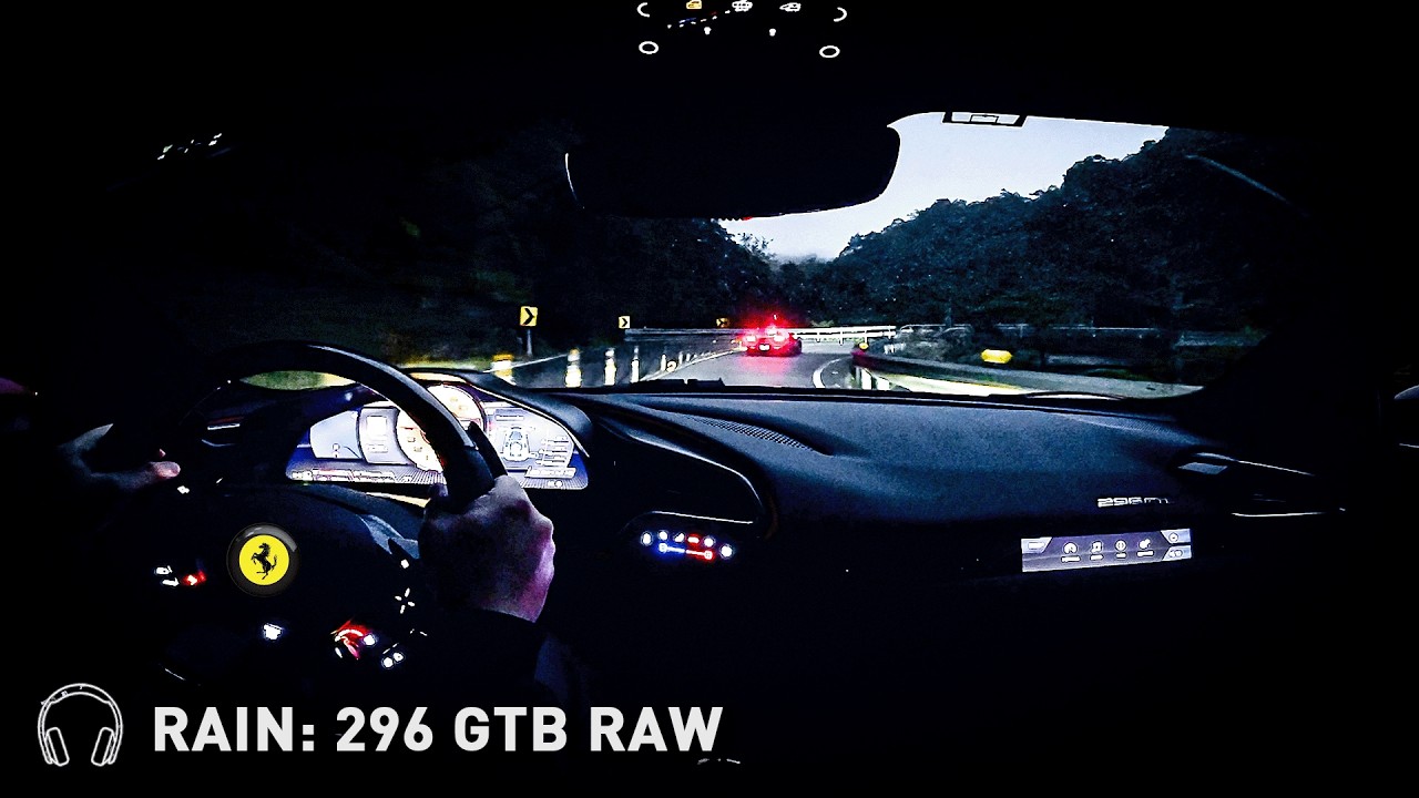 Ferrari 296 GTB: 1-Hour Rain Pursuit (Night to Day) | 296 vs 296 | Raw Sound