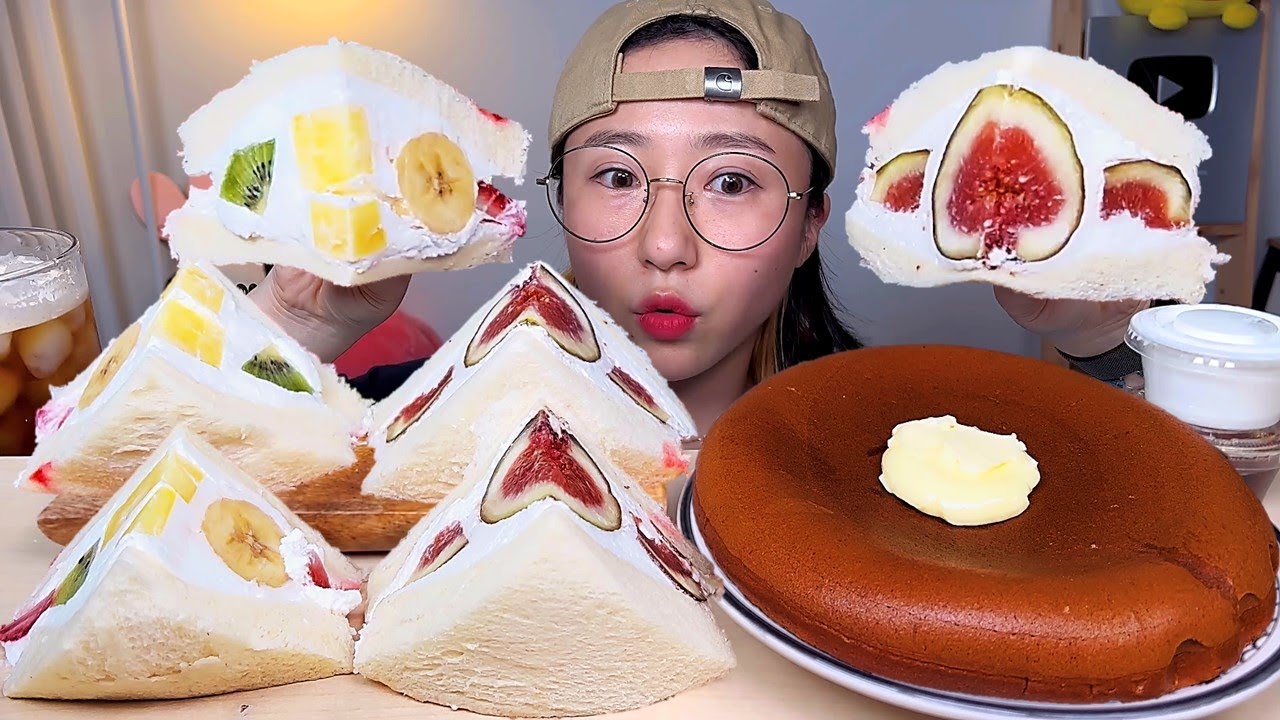 분카샤 과일샌드🥝 무화과샌드 팬케이크 디저트 먹방 Dessert Mukbang