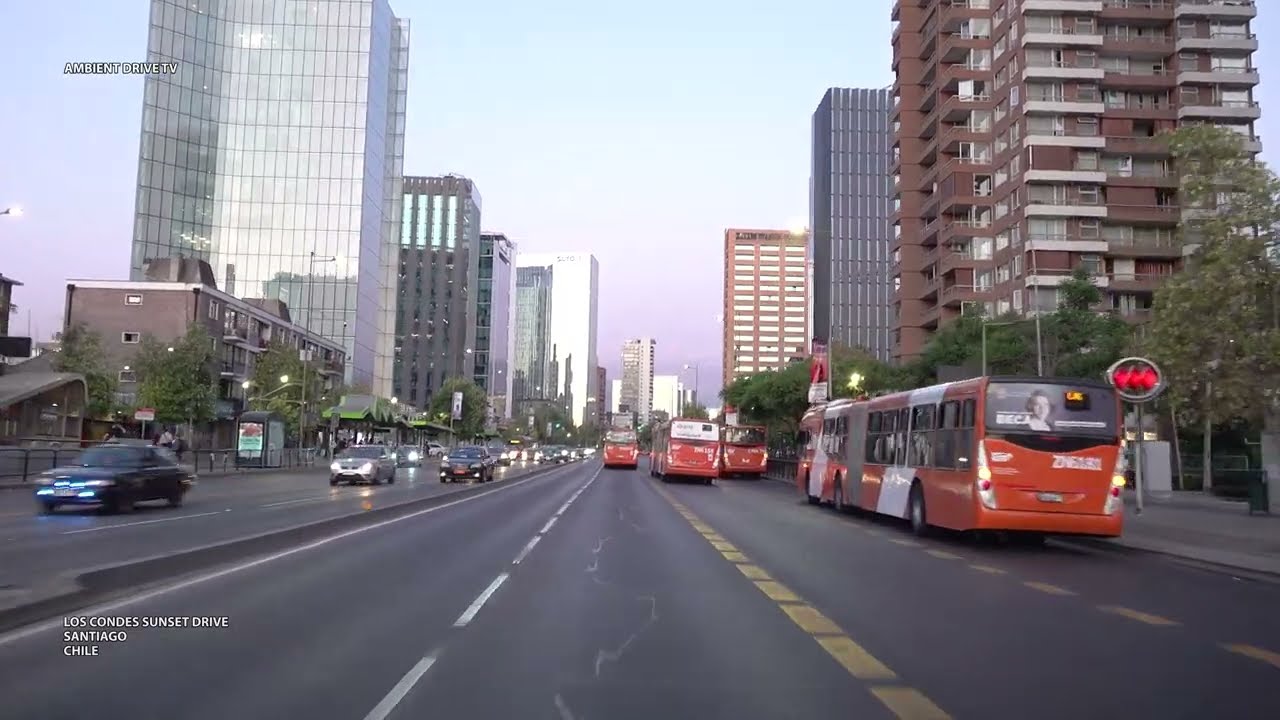 DRIVING SANTIAGO CHILE 4K - LOS CONDES SUNSET DRIVE - AMBIENT DRIVE TV