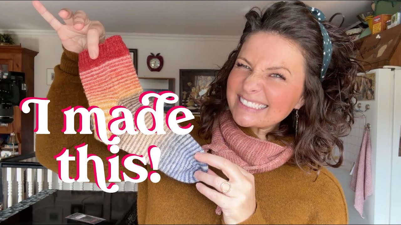 Knitting Podcast | I Finished & Blocked My First Handknit Sock! 🧦 Slow Winter Days + Thrift Haul