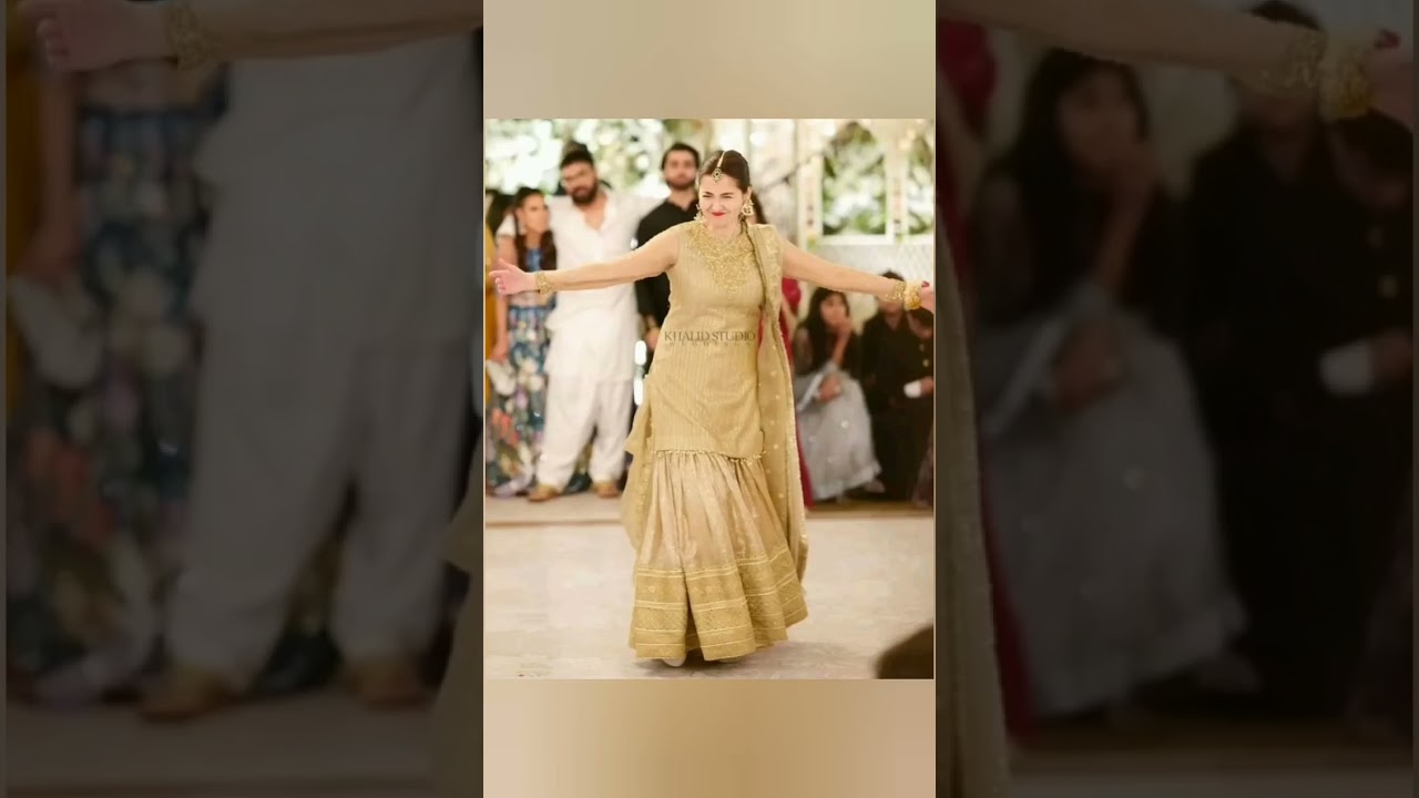 hania amir lookig beautiful in golden sharara #hania amir # dress