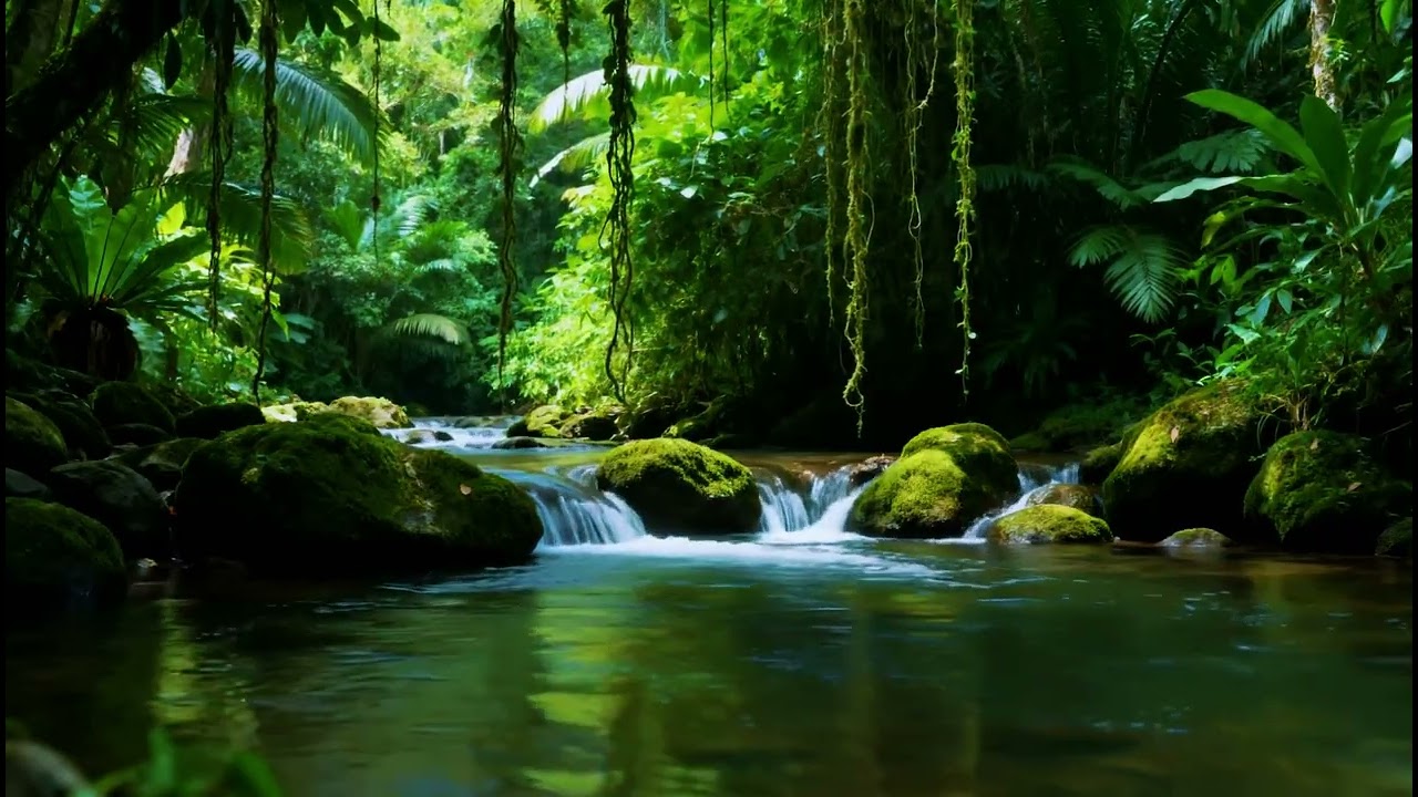 River Flowing with Birds Chirping, Calm River Water Sounds and Gentle Bird Ambience for Sleep, Focus