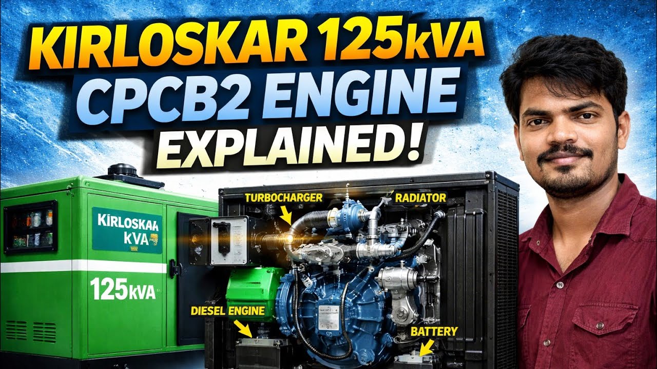 Kirloskar 125kva cpcb2, turbocharger,sensors explained in Telugu @geniusgeneratorsintelugu 