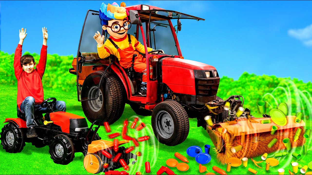 Kids Clean Up the City with a Tractor