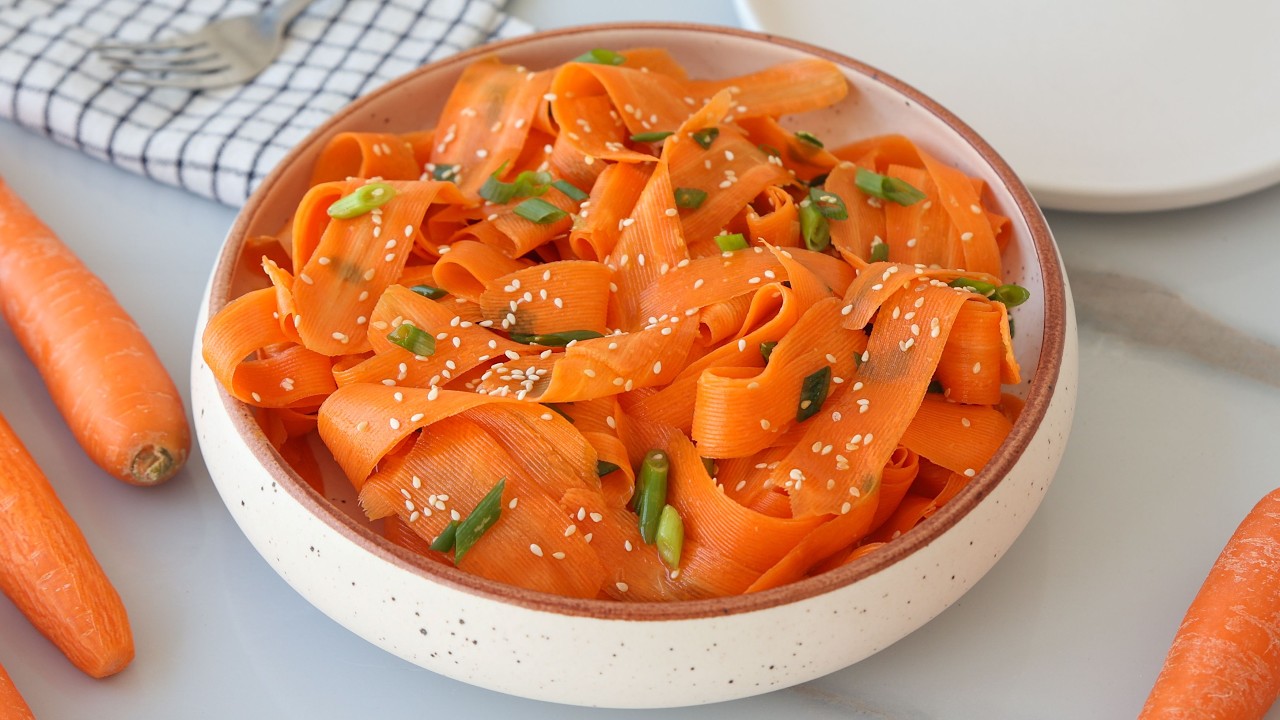 Asian Carrot Ribbon Salad with Ginger Sesame Dressing
