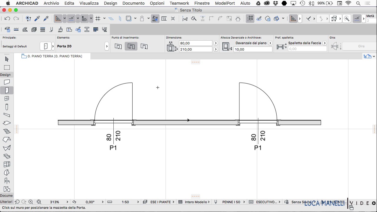 Scegliere il punto per inserire Porte e Finestre in ARCHICAD