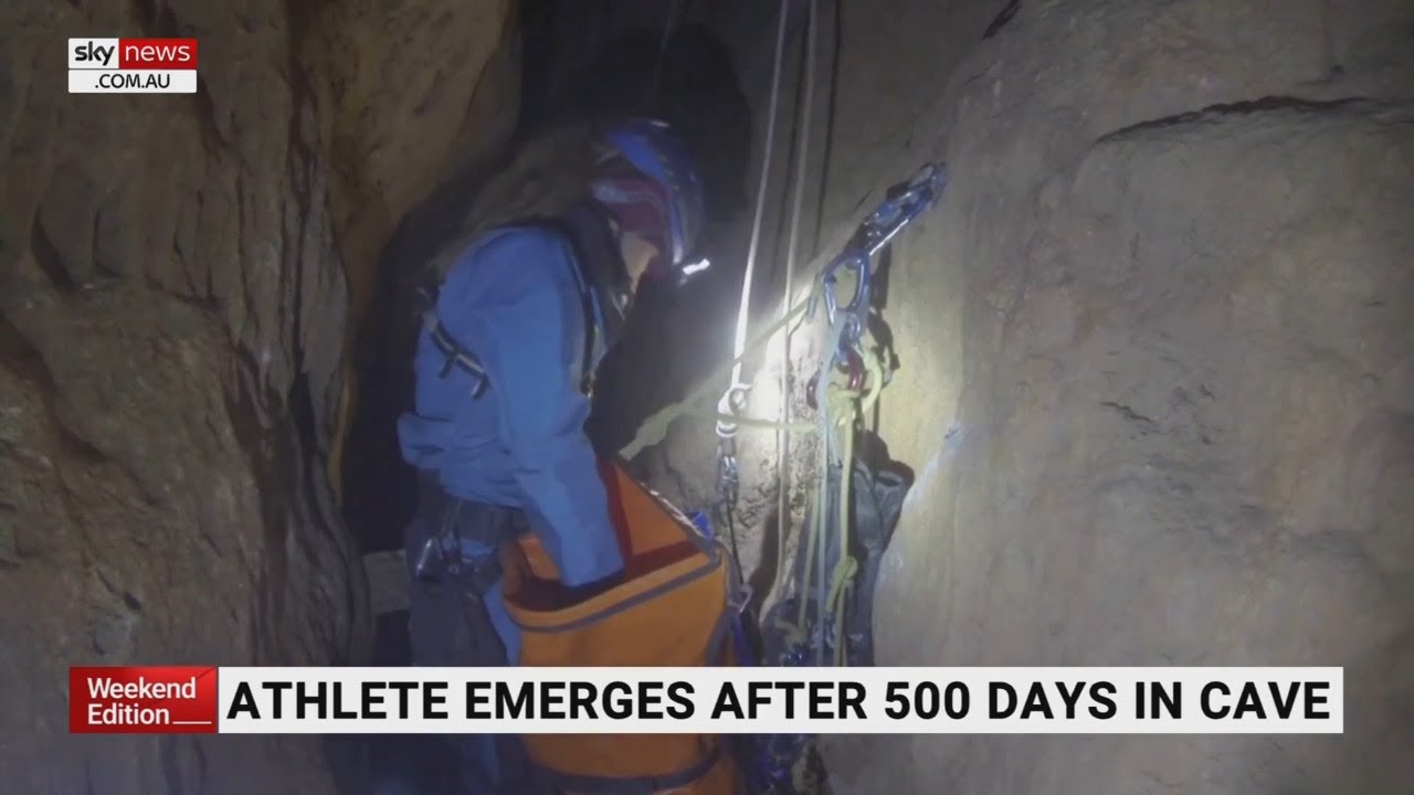 Footage reveals athlete's exit from cave following 500-day residence