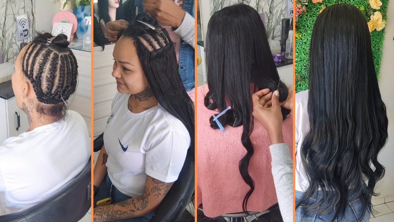 Entrelace de Cabelo Liso com disfarce (enrolando pontas) Weave Middle