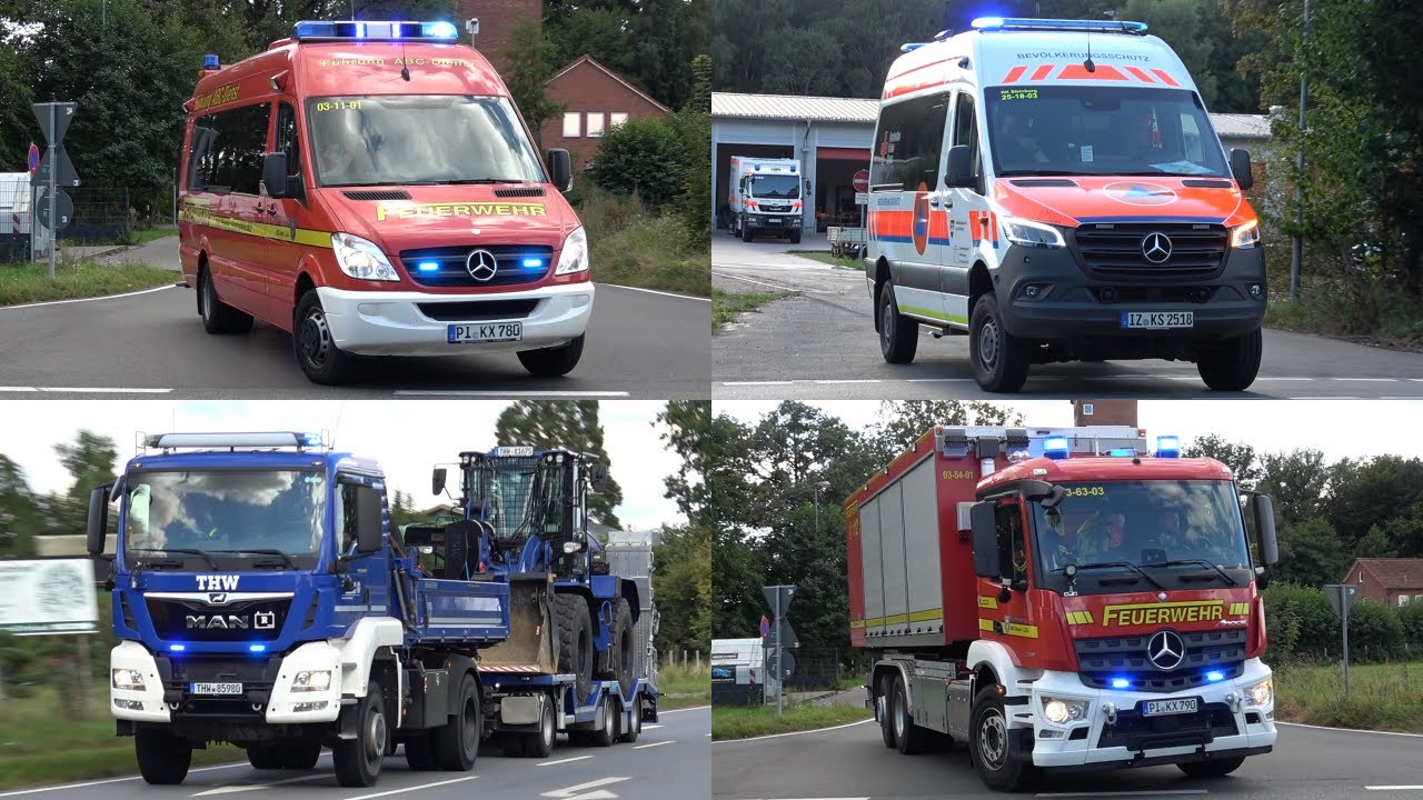 [Unbekannter Stoff läuft aus Seecontainer auf A23 | TH G X!] Einsatzfahrten LZ-G + THW & DRK