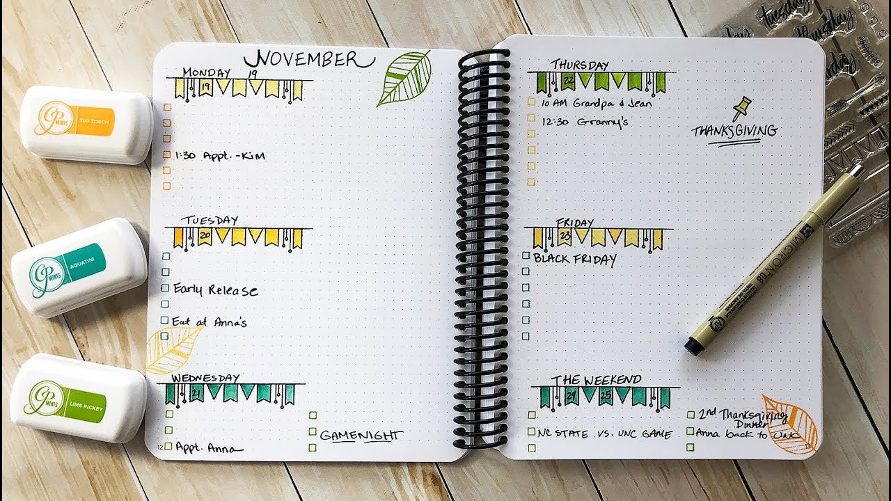 Thanksgiving Week Spread:  Canvo Bullet Journal