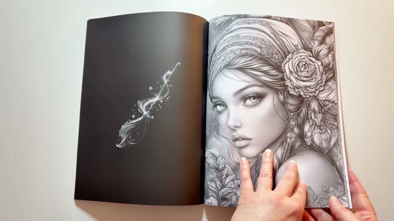 Fantasy Coloring Book „Witch Portraits“ Special Edition by Elina I. - Full Flip Through Video