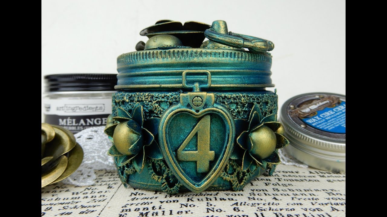 altered jar with finnabair waxes DT project for Cre-Artive Corner