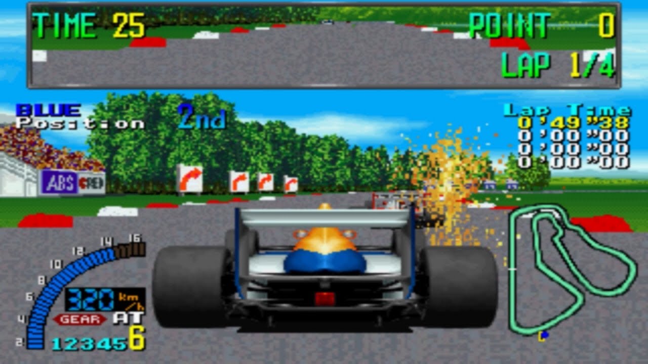 F1 Exhaust Note  - Sega System 32 - Blue Car - V10 Automatic Transmission - Full Race