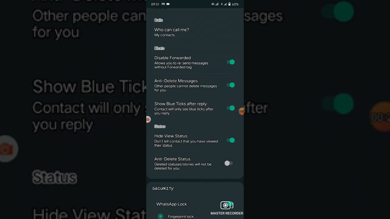 #GB WhatsApp how to hide view status and #blue ticks after reply  follow me insta I'd plz