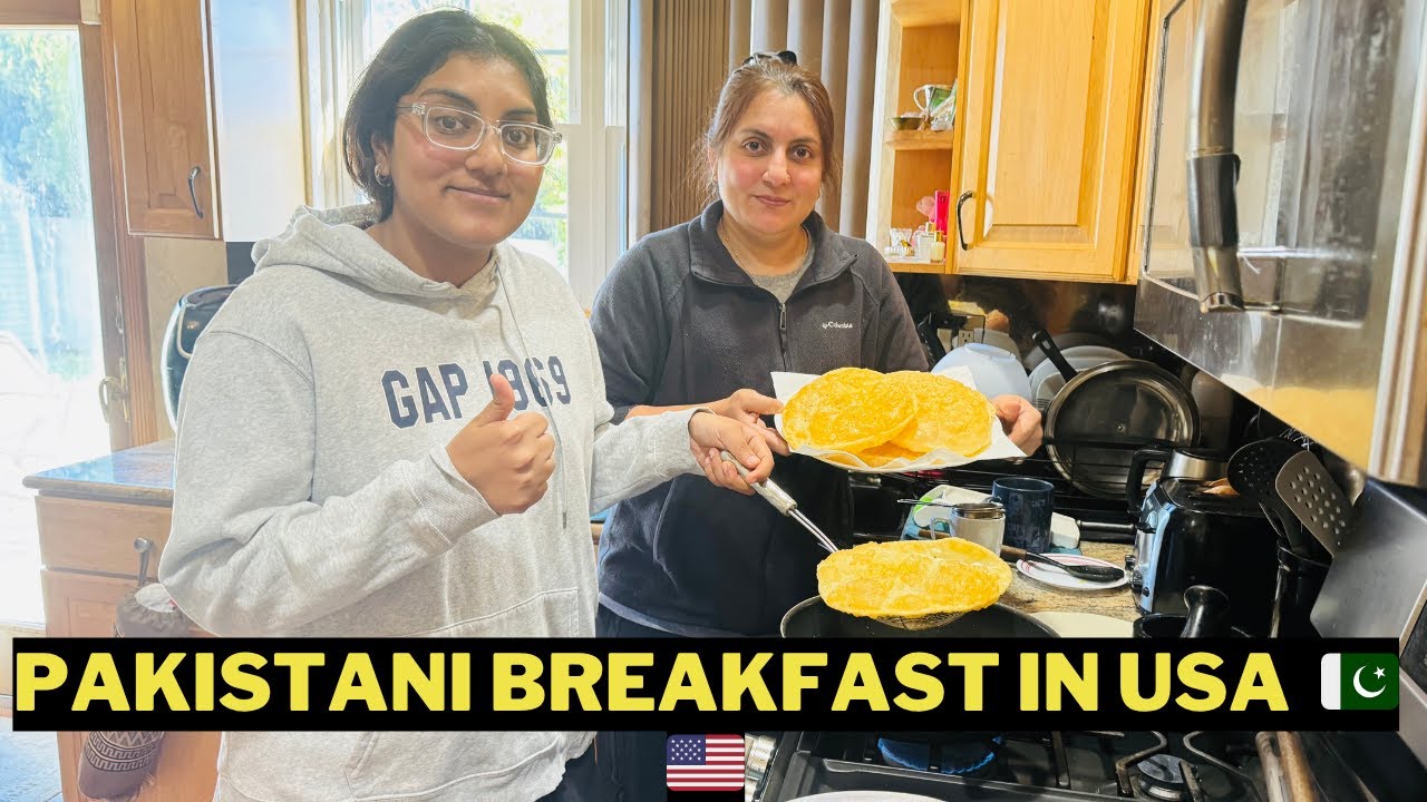 Пакистанский завтрак 🇵🇰🇺🇸|| Пури, Алу Ки Таркари и Дуд Патти Чай ☕️