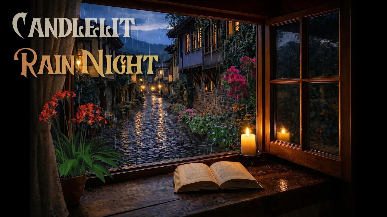 Candlelit Rain Night 🌧️ Cozy Window Ambience with Rain Sounds & Distant Birds | Relax, Study, Sleep