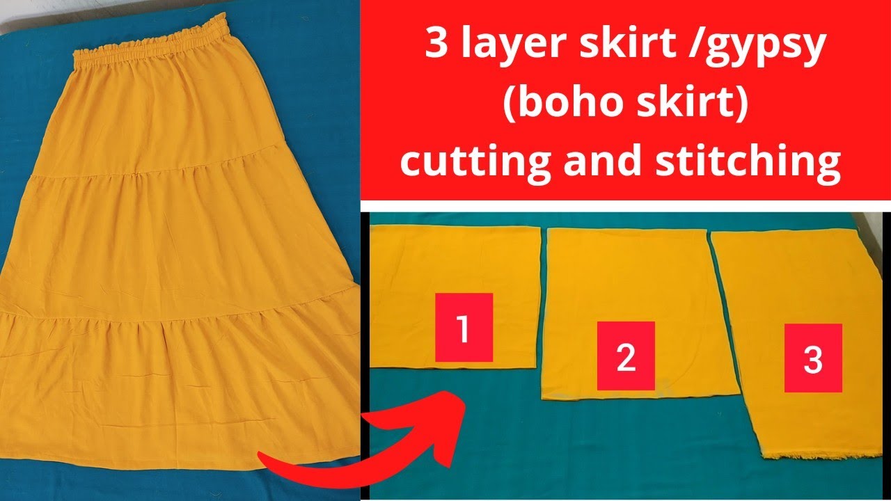 3 Layer /frill skirt cutting & stitching| gypsy,boho skirt| flared skirt| ruffle skirt,layered skirt
