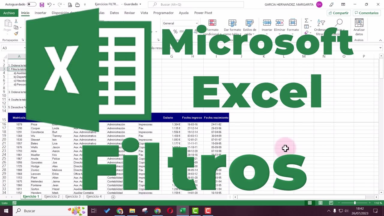 Trabajar con Filtros, segmentación de datos y subtotales en Microsoft EXCEL