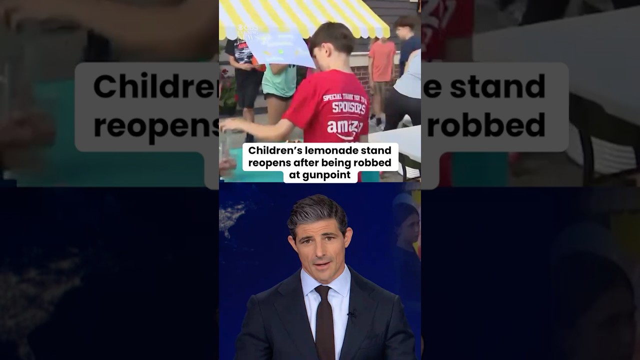 Children's lemonade stand reopens after being robbed at gunpoint #shorts