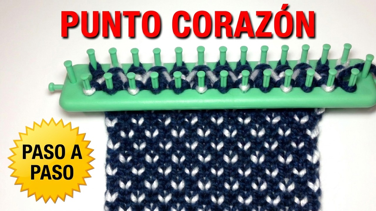 PUNTADA CORAZON en Telar Rectangular Ideal para BUFANDAS