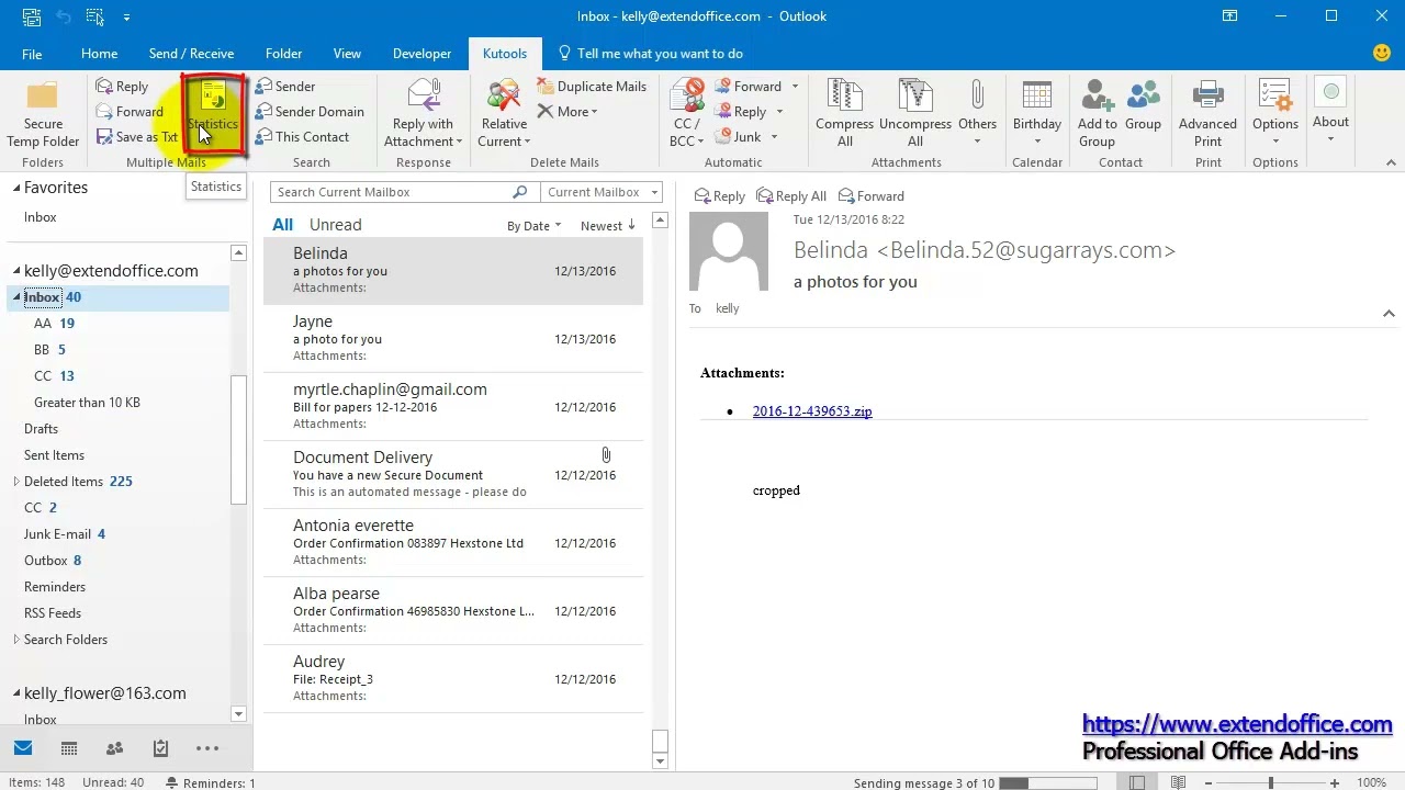 How to count / show the number of unread items including subfolders in Outlook