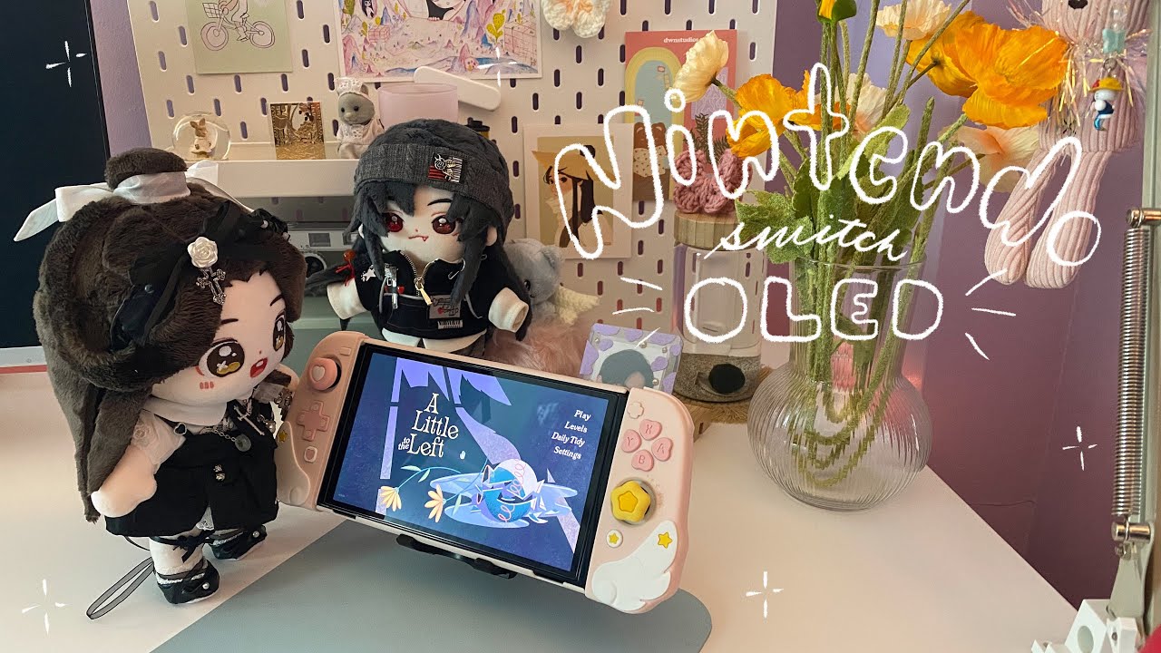 unboxing 📦 nintendo switch oled + cute accessories 🎄 cozy grove, a little to the left (cozy games)