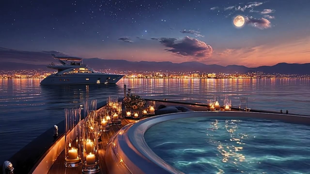 Deep Night Ocean Relaxation 🌙 Yacht Candlelight & Calm Sea Sounds for Sleep and Stress Relief