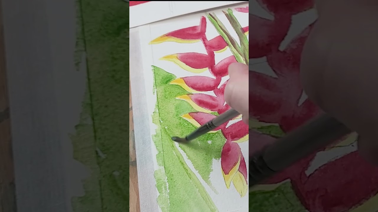 Paint a RED Tropical Flower Sketch in Watercolor | Greeting Card Size Watercolor Flower