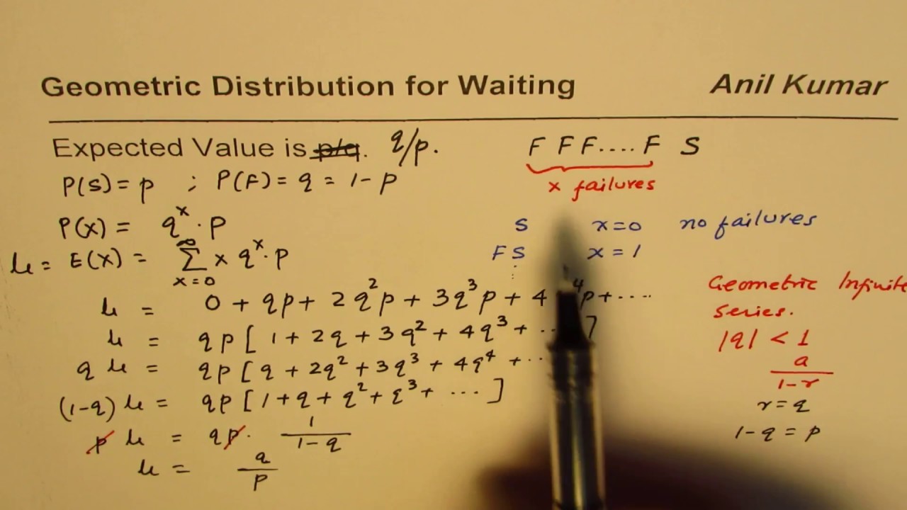 Expected Value Derivation Geometric Probability Distribution for Waiting
