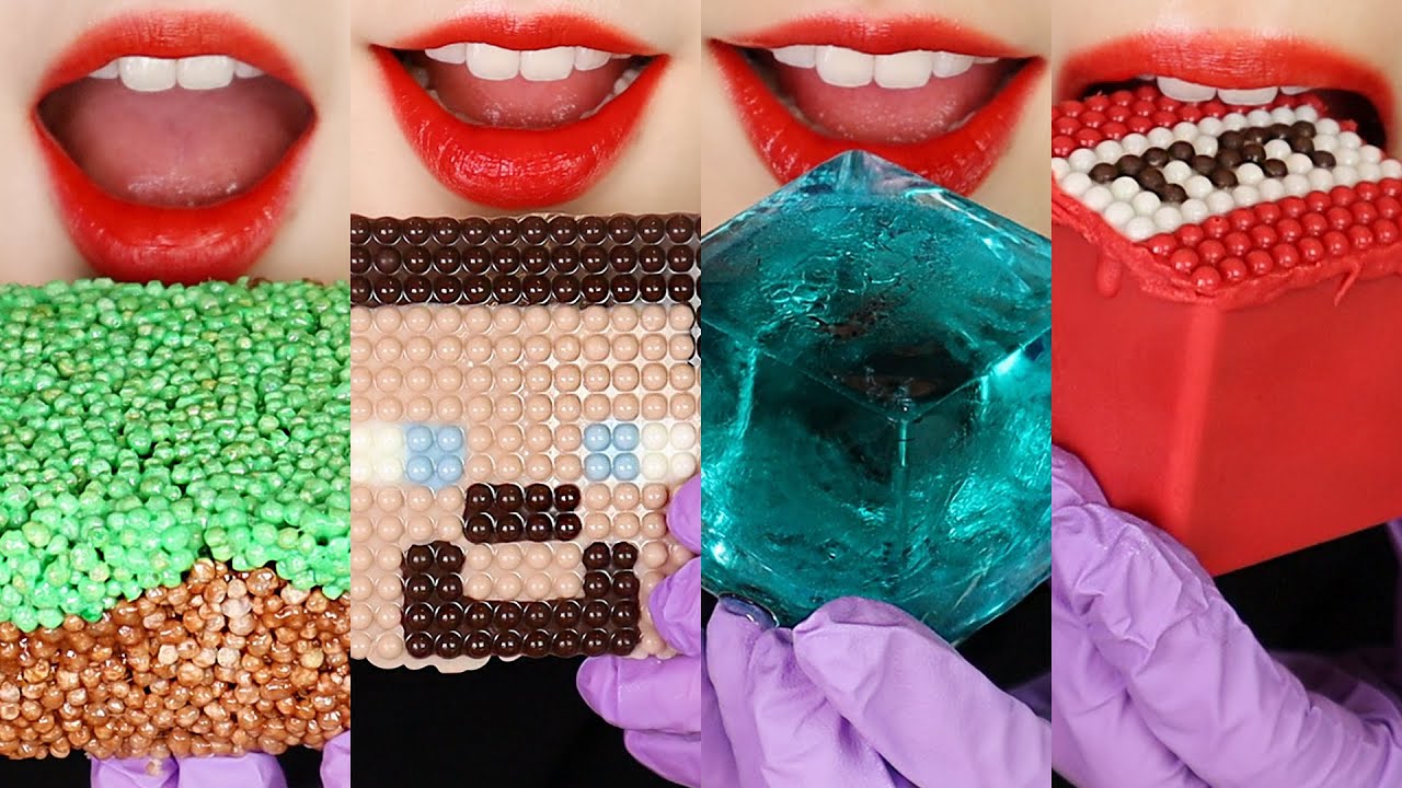 MINECRAFT FOOD IN REAL LIFE MUKBANG ASMR, ICE ASMR, SUGAR FONDANT TANGHULU EATING SOUND ASMR 😆
