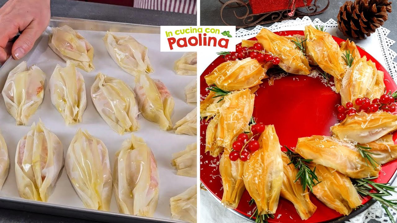 Рождественская гирлянда из слоеного теста фило 🎄 Быстрая и простая рождественская закуска