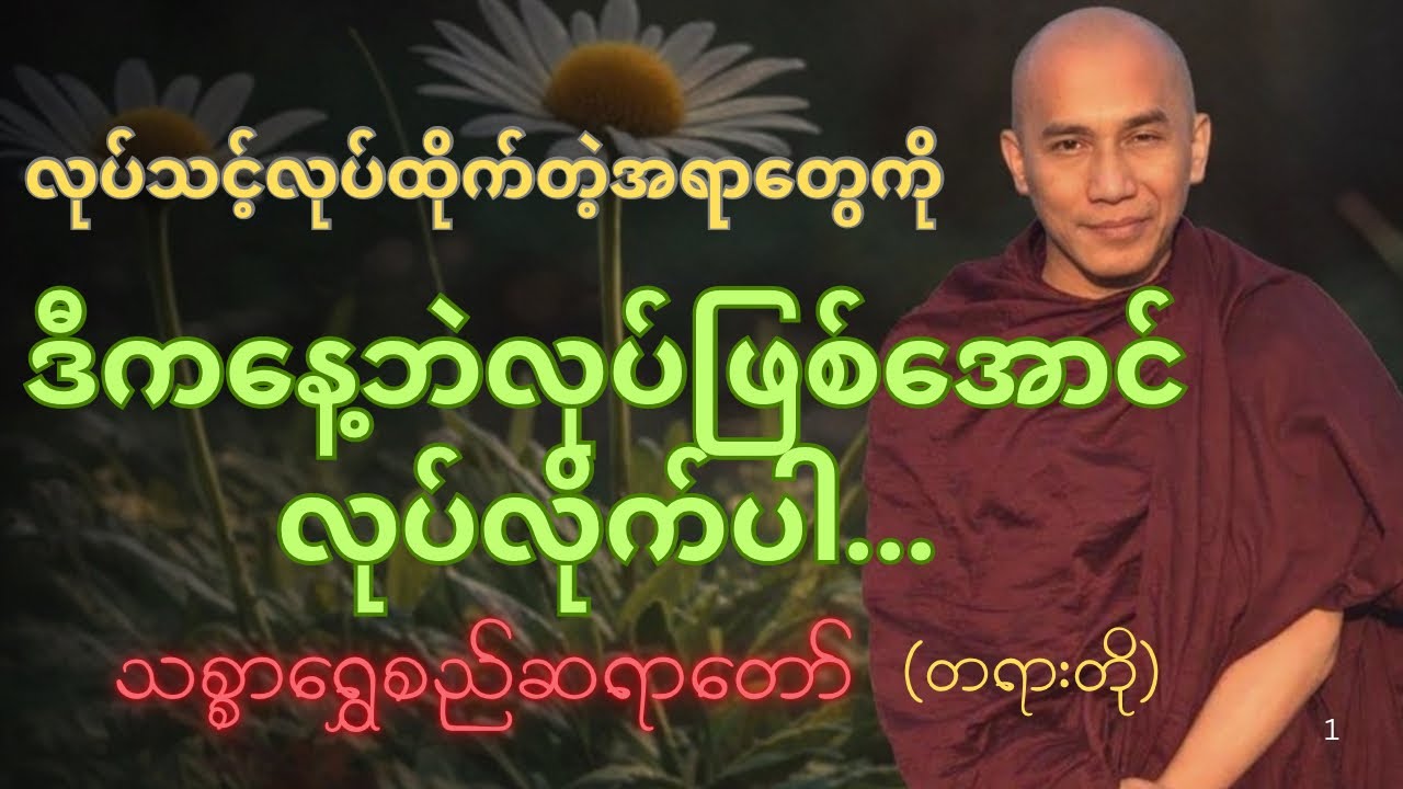 အချိန်မဆွဲဘဲ လုပ်ဖြစ်အောင်လုပ်လိုက်ပါ#dhamma #တရား #တရားတော်များ #tayartaw #သစ္စာရွေစည်ဆရာတော်2024 