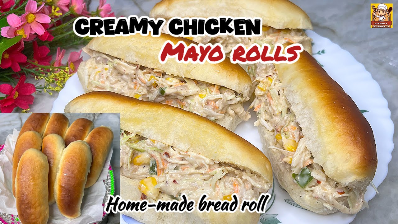 Creamy￼ Chicken Mayo Rolls with Homemade Bread roll best for Hi-Tea Parties and kids lunch box 