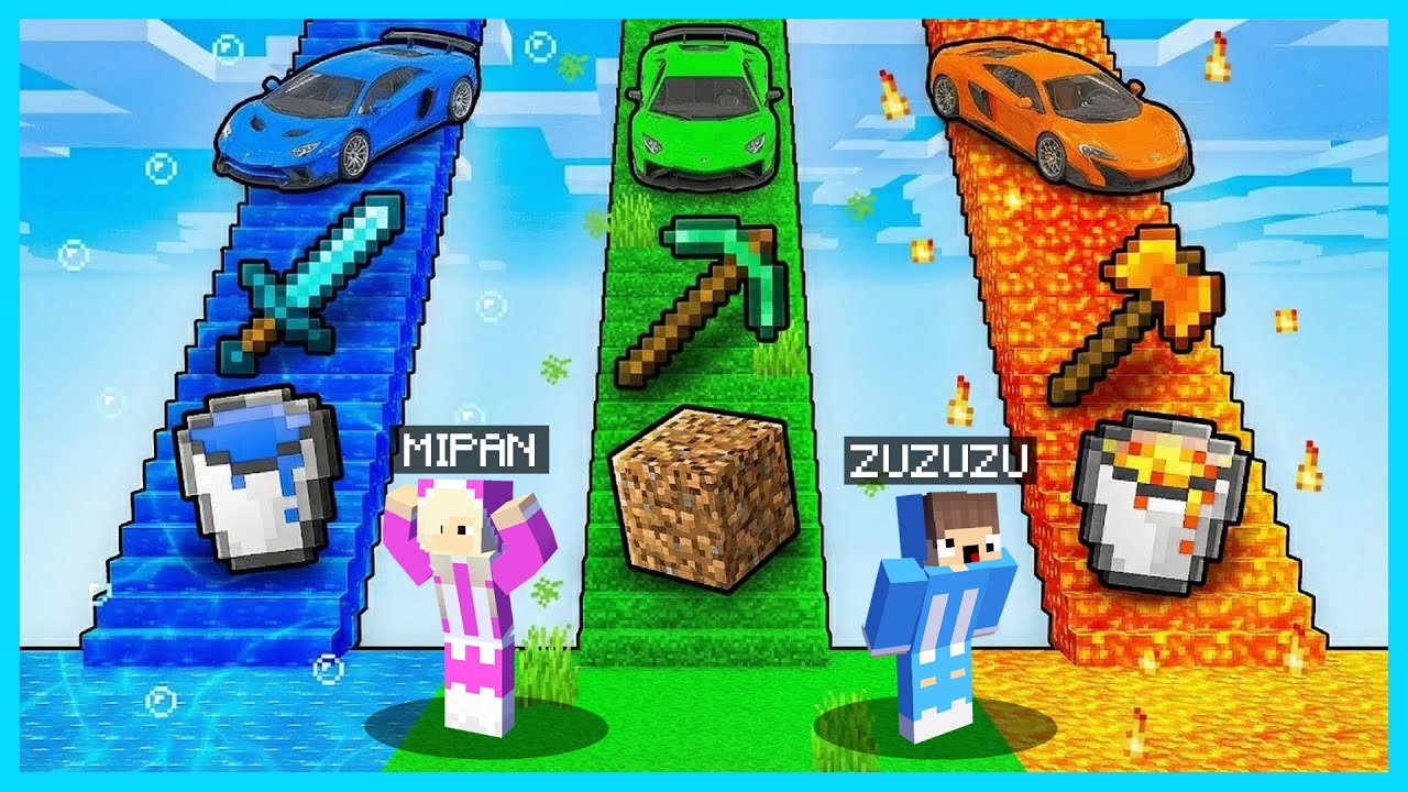 MIPAN & ZUZUZU NAIK TANGGA ELEMEN KEKUATAN DI MINECRAFT!