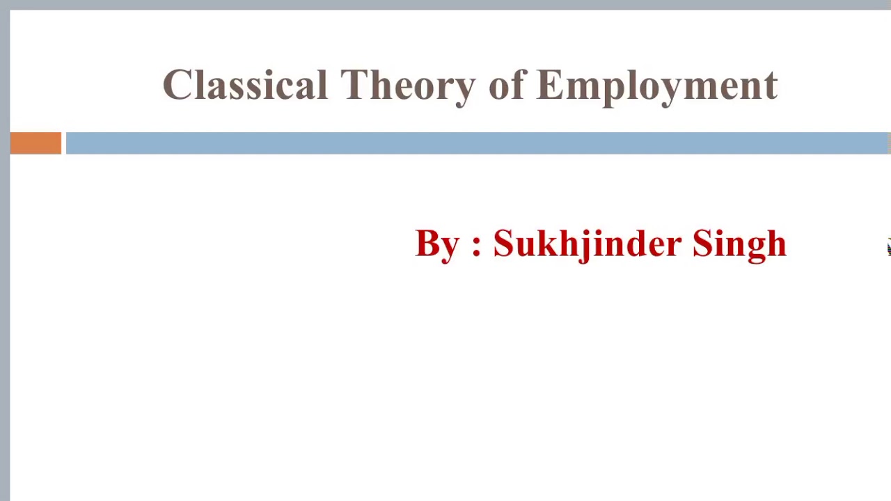 Classical Theory of income & unemployment, Part-I