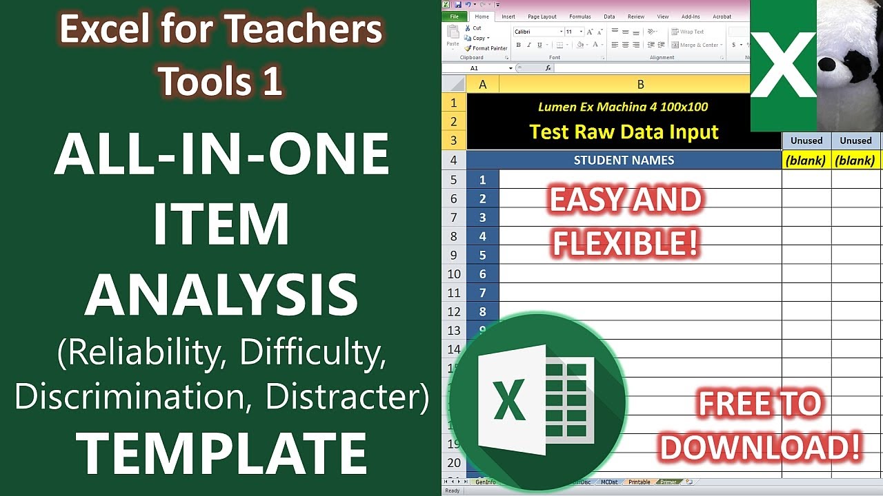 ALL-IN-ONE ITEM ANALYSIS TEMPLATE | Excel for Teachers | Carlo Excels