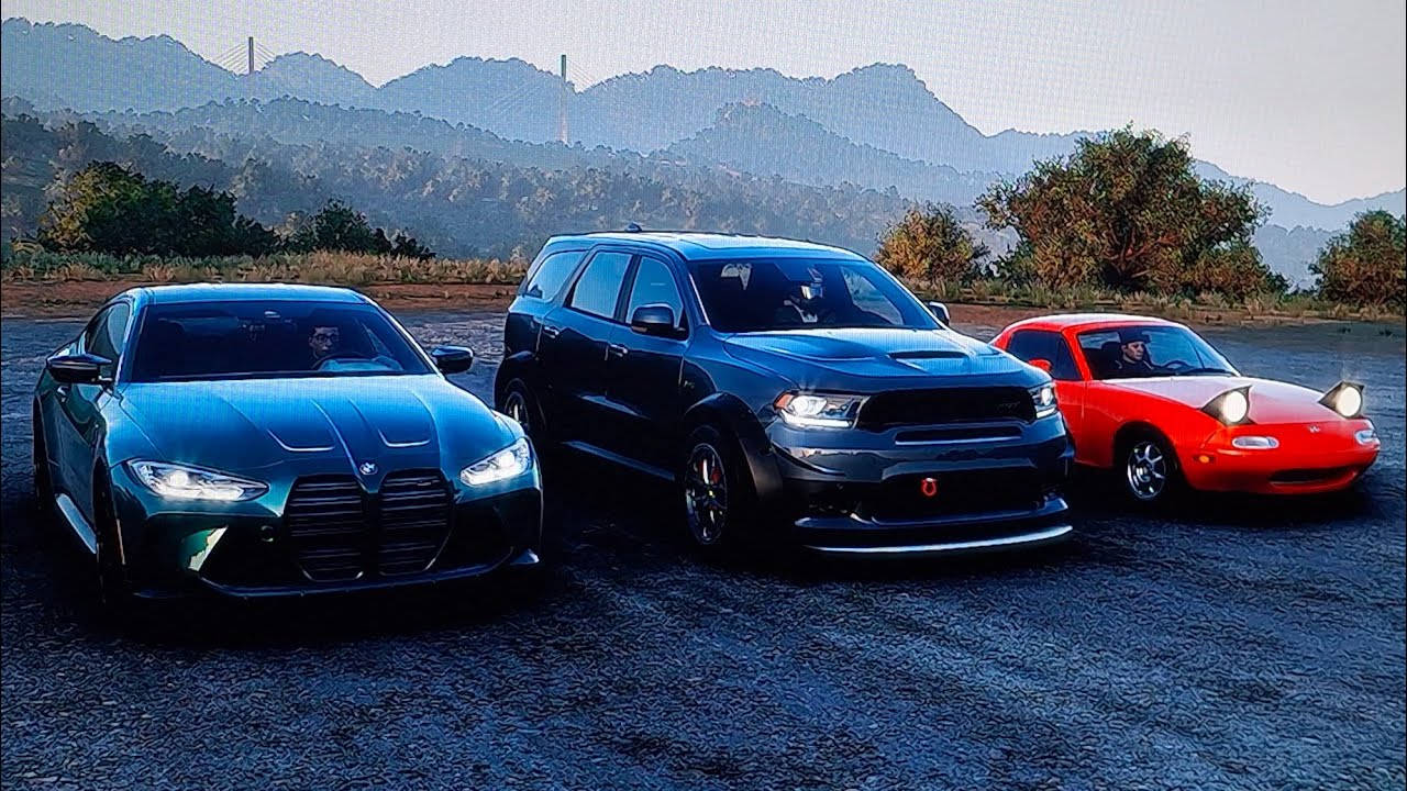 Forza Horizon 5 drag race BMW M4 Competiton Vs Dodge Durango Vs Mazda MX-5