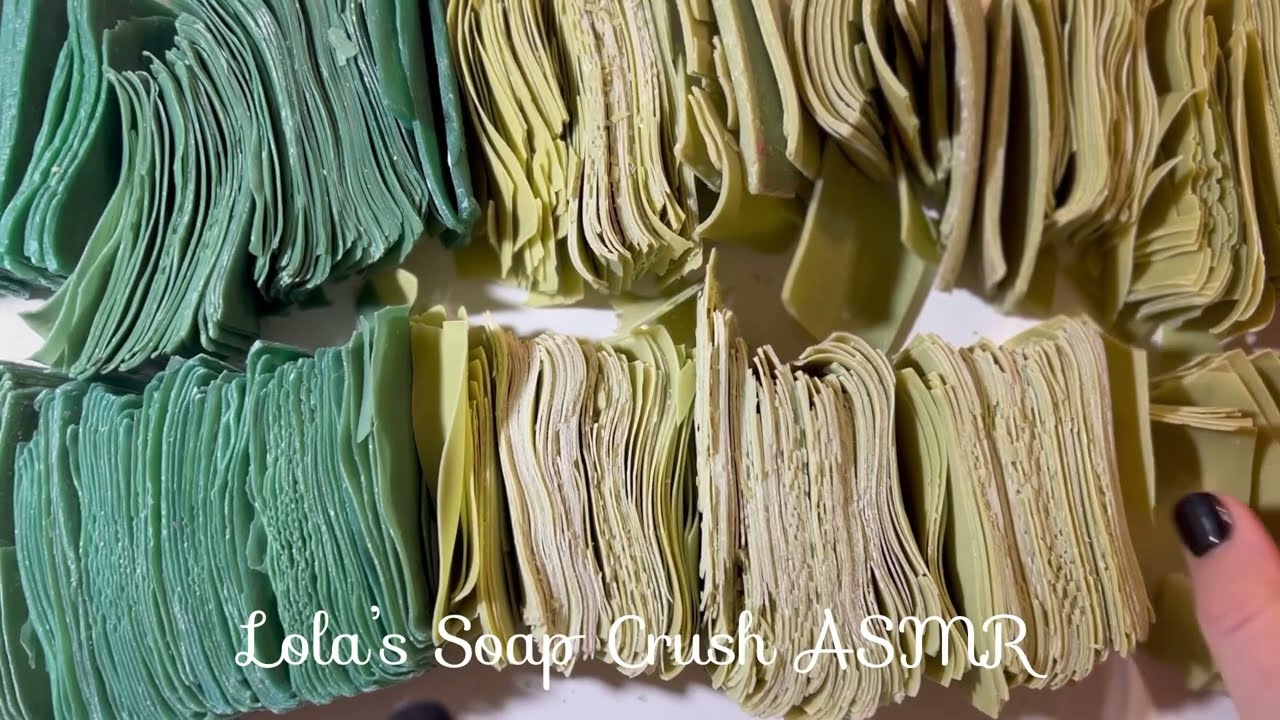 Asmr soap crushing of super crunchy soap strips! Duru olive soap and Russian laundry soap!!