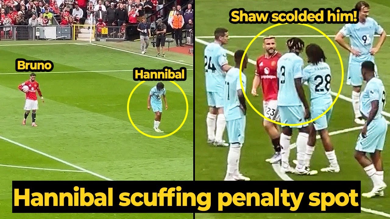 Moment Hannibal Mejbri tried to provoke Bruno before the penalty, but look what Luke Shaw did...