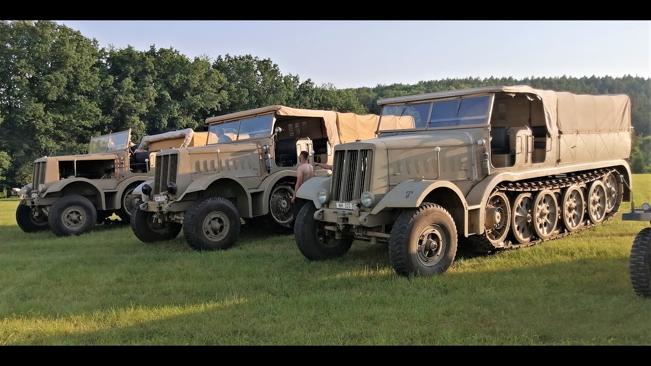 German WWII Vehicles ride, 3 Famo Sdkfz 9, SdKfz 251, Demag SdKfz 10, VW 166, Kdf 82 and more