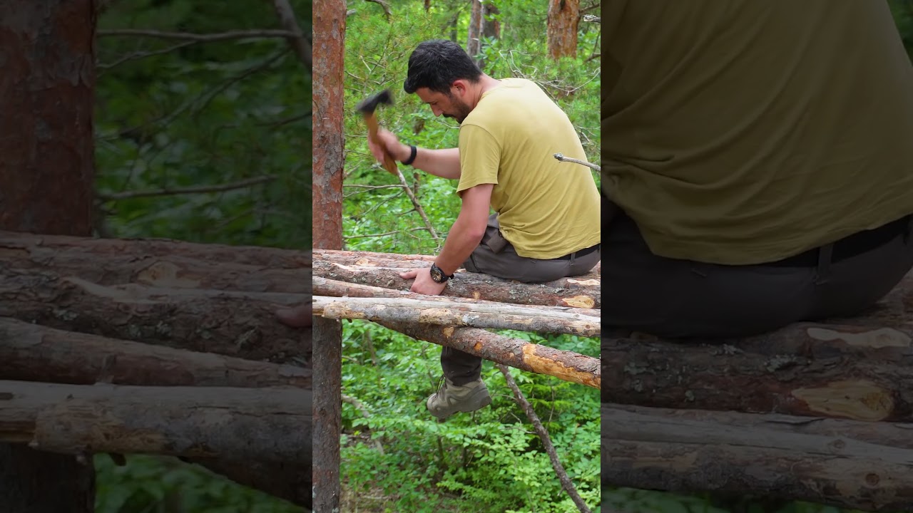 Building a Bushcraft Tree House | Building in the wild forest | Cozy TREE HOUSE  #treehouse