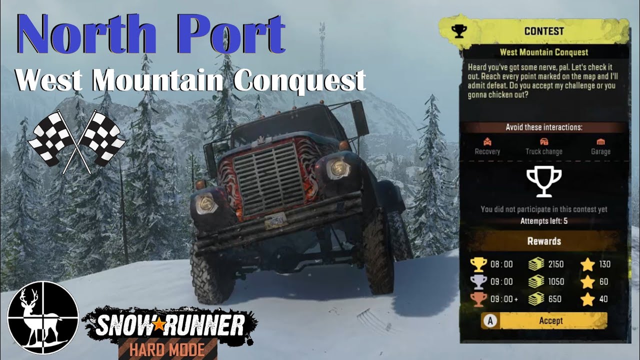 SnowRunner Hard Mode ⚠️ West Mountain Conquest ⚠️ North Port Alaska S0EP96