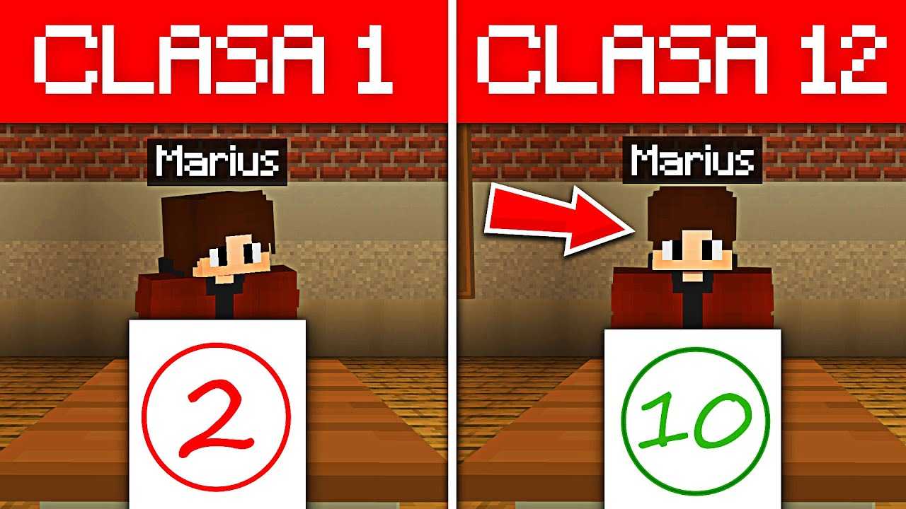 Viata de școlar: De la clasa 1 la clasa a 12-a ! (Minecraft)