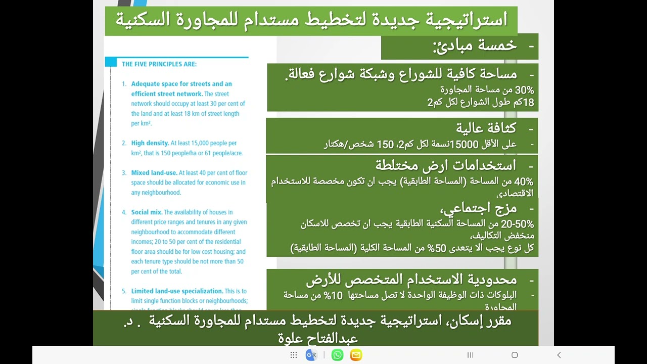 استراتيجية جديدة لتخطيط مستدام للمجاورة السكنية