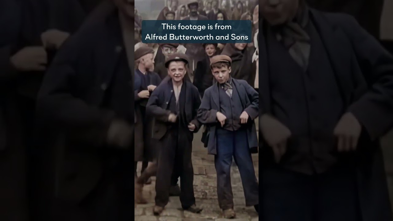 Colorized footage of boys from Manchester in 1901.. #manchester #history #shorts
