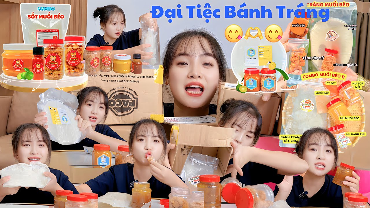 REVIEW Tất Cả Các Loại Bánh Tráng Muối Béo Hot Tiktok Bán Chạy Nhất Shopee | Mukbang Bánh Tráng |