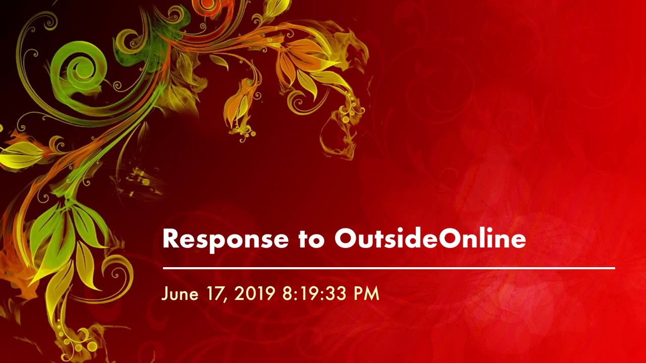 Response to OutsideOnline