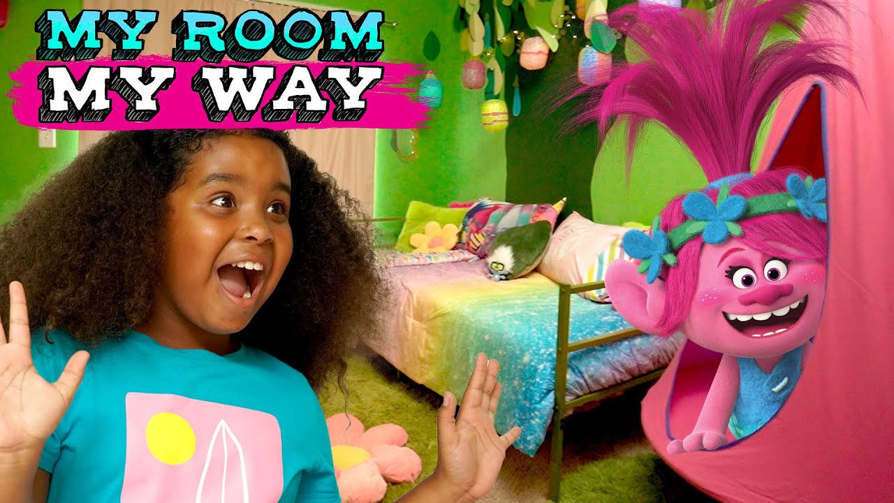 Hanging with Poppy in my NEW TROLLS ROOM! | Kids Room Makeover | MY ROOM MY WAY